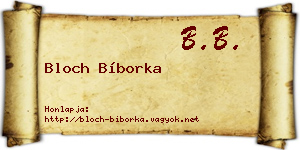 Bloch Bíborka névjegykártya